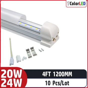 10 шт./лот 4 фута 1200 мм 20 Вт 24 Вт AC85-265V входная светодиодная Люминесцентная лампа Для домашнего освещения T8 интегрированная светодиодная трубка
