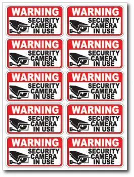 10 Штук Охранной Противоугонной Сигнализации Видеонаблюдения, Наклейка-Наклейка С Предупреждающим Знаком, Наклейки для Автомобилей, Мотоциклов, Ноутбуков, Телефонов
