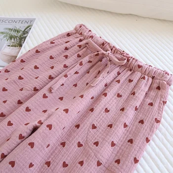 2024 Новые Домашние пижамные штаны из 100% хлопка с принтом, уютные брюки для сна, Свободная одежда для сна, Модные женские пижамные брюки