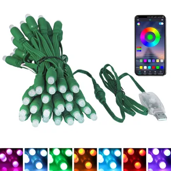 5 М 50LED Smart Bluetooth Fairy String Light RGB Сменный Рождественский Зеленый провод Мерцающий Свет Управление приложением Свадебная Гирлянда