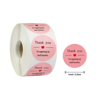 500 шт./рулон Подарочная уплотнительная наклейка Розовая спасибо, свадьба, день рождения, канцелярские принадлежности ручной работы, уплотнительная наклейка