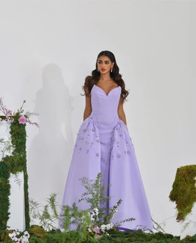 AsaNagi Светло-фиолетовые выпускные платья без бретелек, расшитые бисером, Женское винтажное вечернее платье 2023 vestidos fiesta mujer