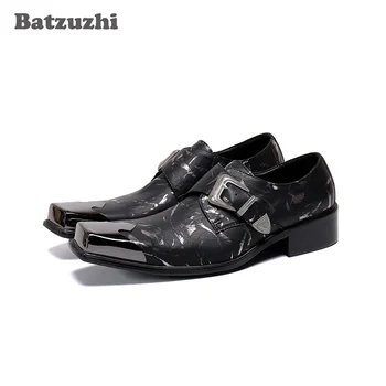 Batzuzhi Zapatos Hombre Кожаные Мужские Модельные туфли Винтажные Дизайнерские Туфли с Металлическим Носком Chaussure Homme Роскошные Мужские Официальные Вечерние Туфли