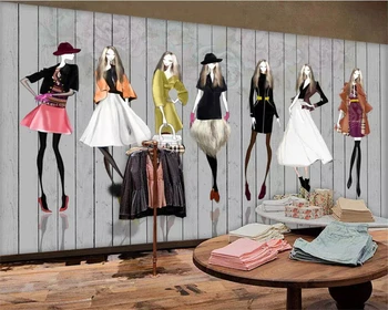 beibehang Пользовательские обои 3d Европейская и американская деревянная мода ручная роспись магазин косметической одежды beauty background обои