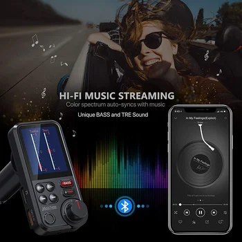 BT93 Автомобильный Mp3-плеер Музыкальный U-диск Bluetooth 5.0 FM-передатчик Регулировка режима эквалайзера Быстрая зарядка по USB в автомобиле