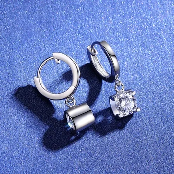 DRring 2-каратные Сертифицированные серьги-кольца из муассанита для женщин, классическая Роскошная Лабораторная бриллиантовая серьга с четырьмя когтями, серебро S925 Пробы