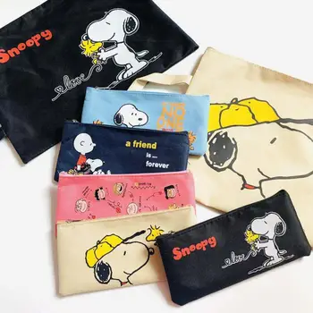 Kawaii Snoopy, ручная сумка, кошелек, мультяшная студенческая холщовая канцелярская сумка, косметичка для девочек, детский подарок на день рождения