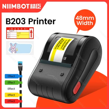 Niimbot B203 Портативный Bluetooth Термопринтер Для Изготовления Этикеток Мини QR-Код Штрих-код Для Этикеток Бумага Цветная Наклейка Кабельная Бирка Принтер Наклеек B21