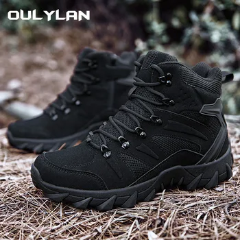 OULYLAN Походная обувь для кемпинга на открытом воздухе, мужские военные тактические ботинки, водонепроницаемые ботинки для спасательных работ в пустыне, большой размер