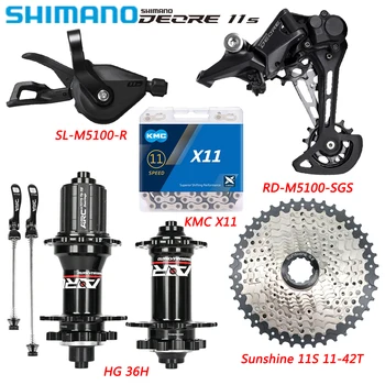 SHIMANO M5100 Полный Комплект для Горного Велосипеда M5100 Кассета Задних Переключателей Передач 11-42 T/46T/50T/52T Ступицы 36 Отверстий Групповой Набор Велосипедных Деталей