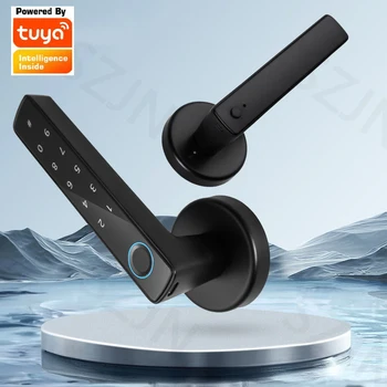 Tuya Bluetooth Биометрический умный дверной замок Электронный цифровой замок Пароль отпечаток пальца Вход без ключа Защитный дверной замок для дома