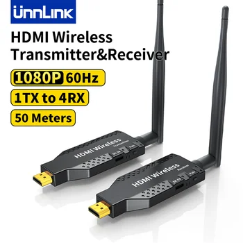 Unnlink 50m Беспроводной удлинитель HDMI от 1 до 4 разветвителей Приемник видеопередатчика для камеры PS3/4 от портативного ПК к телевизору Монитор Проектор