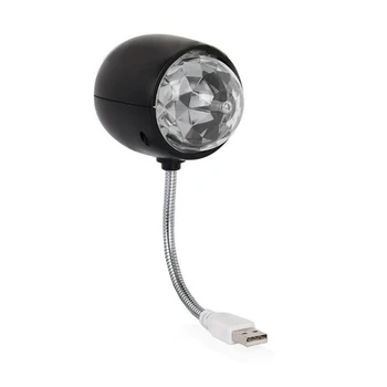 USB Лампа с Диско-шаром, Вращающаяся Светодиодная лампа для Сценического Освещения RGB с подсветкой для вечеринок 3 Вт, питание от USB (черный)