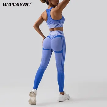 WANAYOU, 2 ПРЕДМЕТА, бесшовный костюм для йоги, Женский спортивный бюстгальтер, Леггинсы с высокой талией, Шорты, комплект для спортзала, Одежда для фитнеса, спортивная одежда