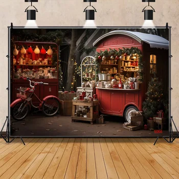 ZHISUXI Рождественские фоны для фотосъемки камина Новогодние Конфетные дымоходы Магазин шаровых витрин Студийный фон WW-81