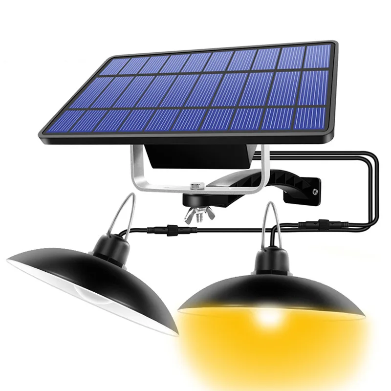 Солнечный подвесной светильник с двойными головками, наружная и внутренняя Водонепроницаемая Солнечная лампа на 60 светодиодов с выдвижным выключателем, освещение для садового прожектора