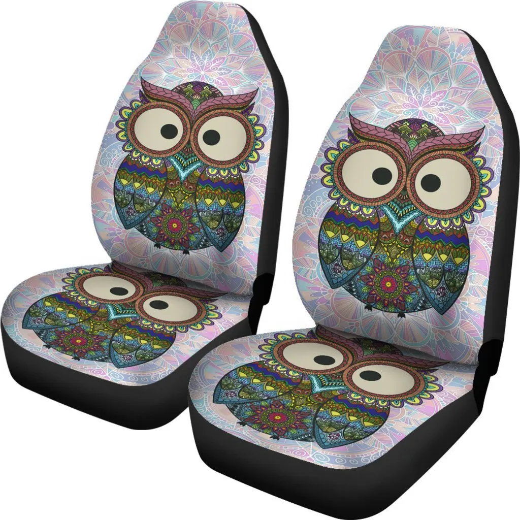 Мягкий чехол для сиденья Owl Mandala, комплект чехлов для автомобильных сидений, 2 шт., автомобильные аксессуары, автомобильные коврики