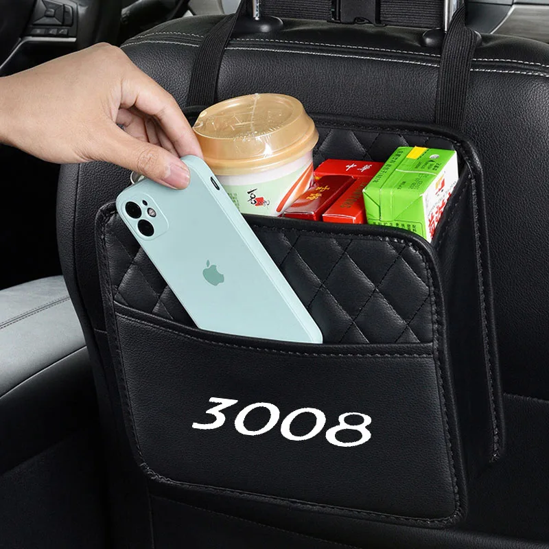 Кожаное автокресло, Средняя сумка для хранения, Автосумка, Коробка для хранения автомобиля, сумка, чехол, Подвесной держатель, чехол для автомобильных аксессуаров Peugeot 3008