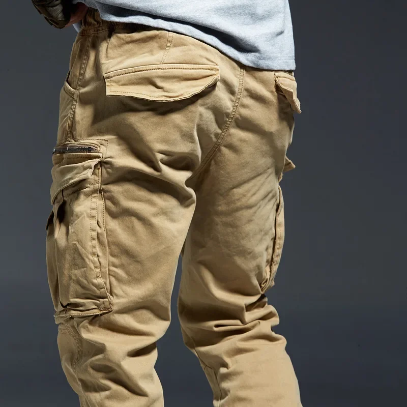 Брюки-карго с несколькими карманами, мужские хлопковые боевые военно-тактические брюки SWAT, мужские Джоггеры на молнии с эластичным поясом, мужские уличные брюки