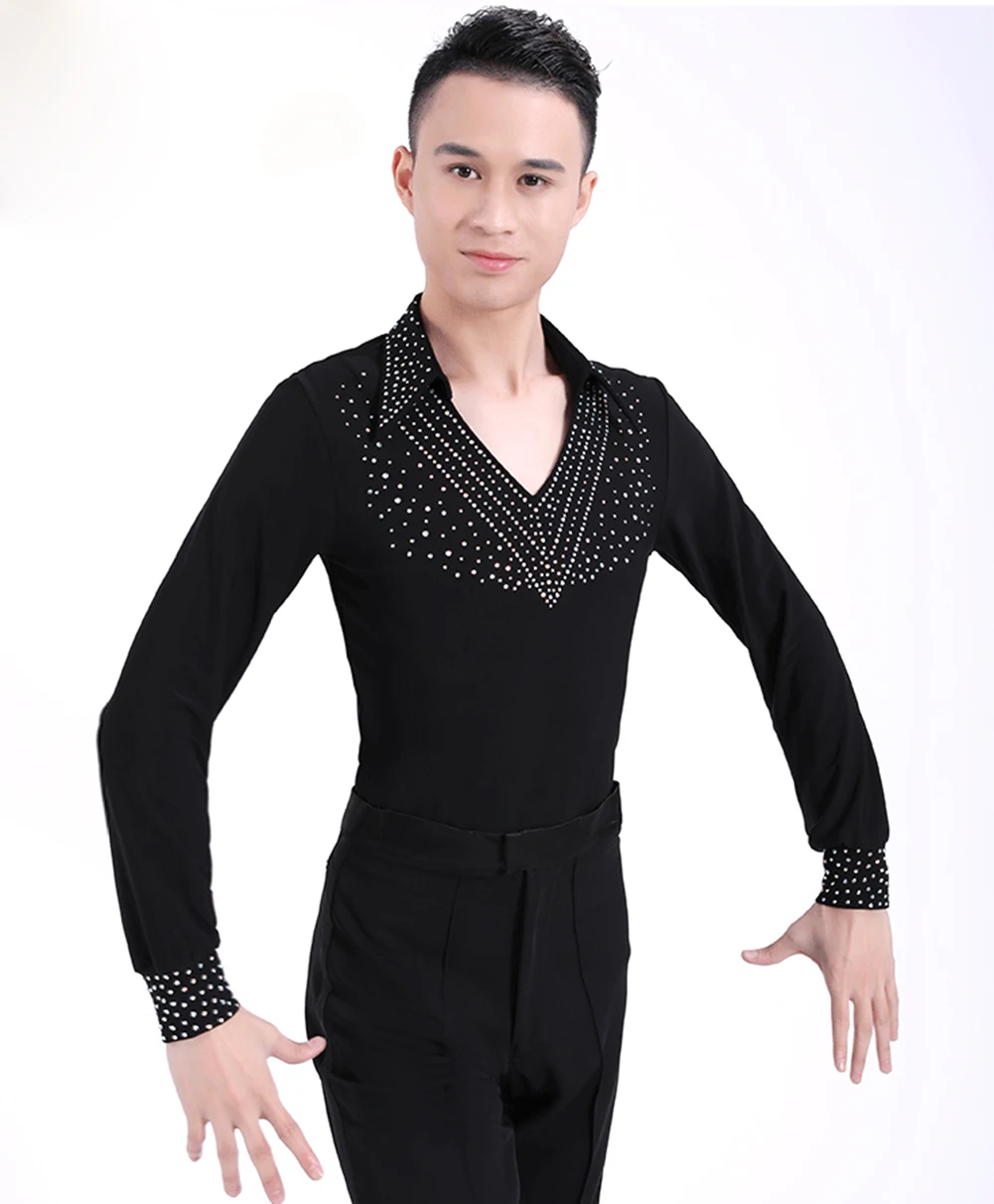 2022 Одежда для латиноамериканских танцев Танцевальный Вальс Одежда для бальных танцев Представление Латиноамериканских мужских рубашек Топ одежды