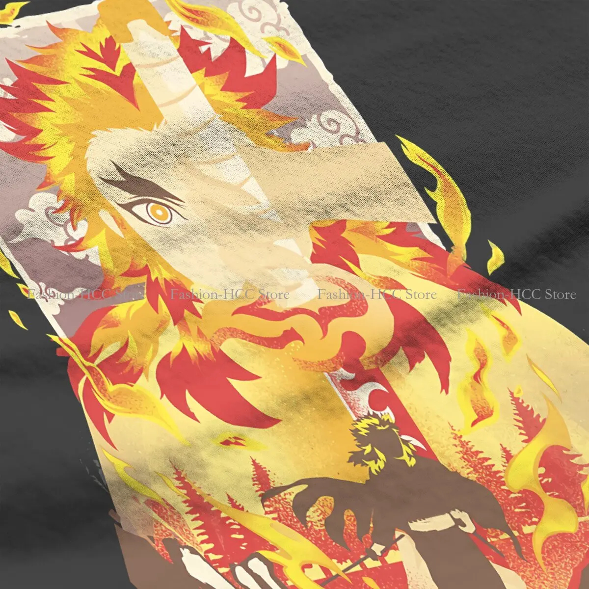 Футболки Demon Slayer, мужская футболка с огненным принтом Kyo Juro, забавная одежда