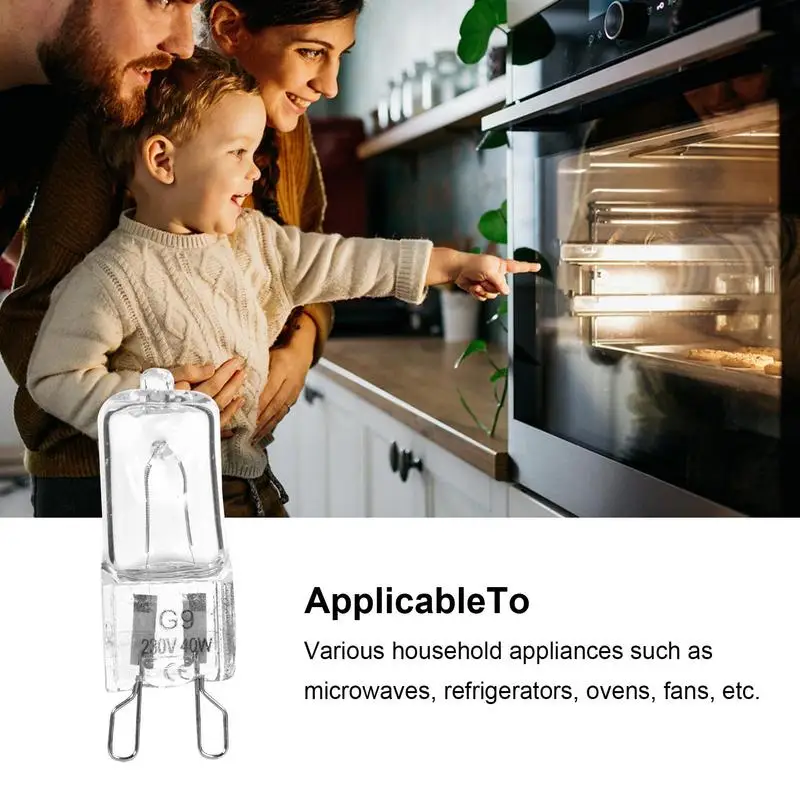 Лампа для духовки G9 мощностью 40 Вт, устойчивая к высоким температурам, прочная галогенная лампа для холодильника, вентилятора микроволновой печи, кухонных принадлежностей