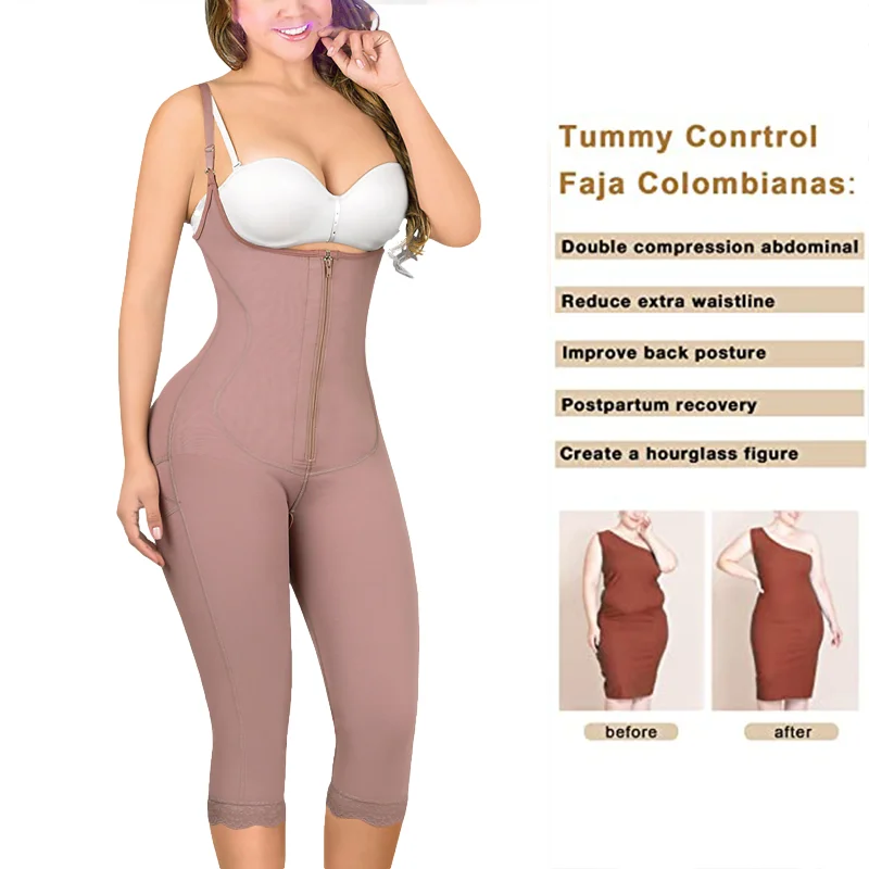 Корректирующее Белье Faja Colombiana Mujer С Высокой Комфортностью послеоперационной Поддержки груди Fajas Со Средней Застежкой Для Всего тела, Корректирующее Белье Для контроля живота