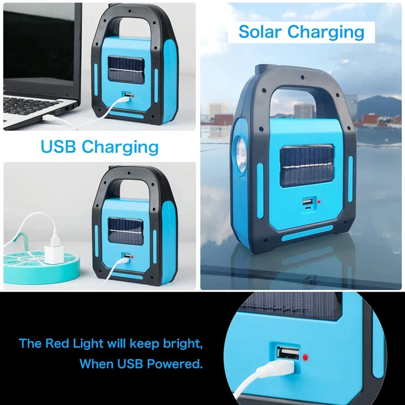 3 В 1 Солнечный USB перезаряжаемый светодиодный фонарь для кемпинга, зарядка для устройства, водонепроницаемый аварийный фонарик со светодиодной подсветкой
