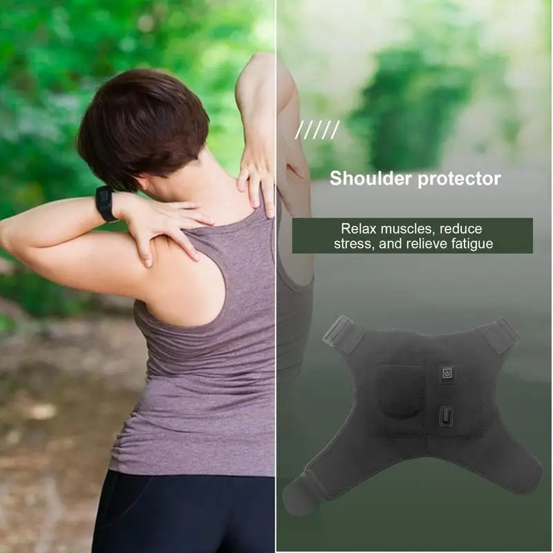 Плечевой бандаж с электрическим подогревом, светодиодный дисплей, вибрационный массаж плеча, поддерживающий ремень для снятия боли при травмах суставов