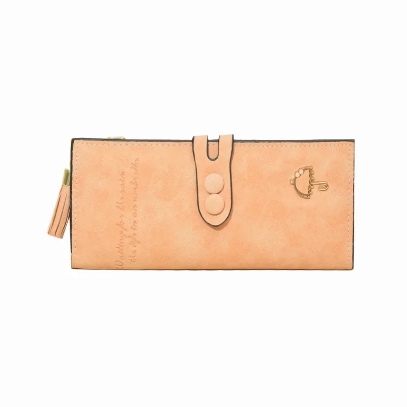 Новый женский длинный кошелек Wallet's, винтажная матовая сумка-подвеска с кисточкой, трехстворчатая сумка с несколькими картами,