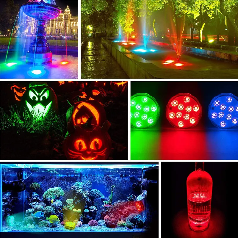 10 светодиодных RGB погружных ламп для дайвинга с дистанционным управлением IP68, ночная лампа с подводным управлением, декор для вечеринки в саду, лампа для бассейна
