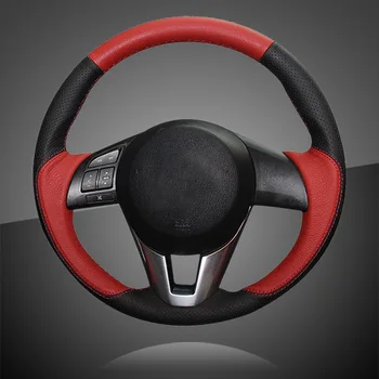 Автомобильная оплетка на крышке рулевого колеса для Mazda 3 Axela 2013-2016 Mazda 6 Atenza 2014-2017 Mazda 2 2015-2017 Авто Кожаные чехлы