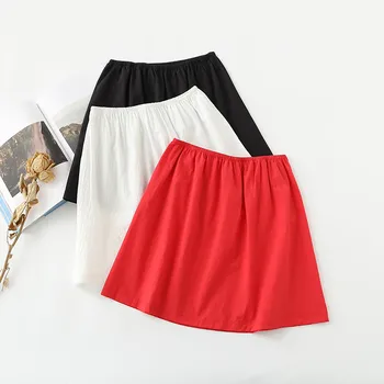 Базовая юбка средней длины из чистого хлопка белая короткая нижняя юбка черная юбка средней длины на подкладке hanfu 40 см 50 см 60 см тонкая нижняя юбка слип