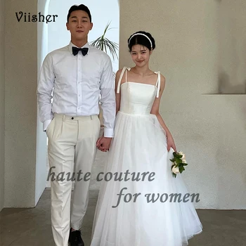 Белые платья для свадебной вечеринки для Woemn Атласное Тюлевое платье для выпускного вечера с квадратным вырезом трапециевидной формы, Корейские платья для официальных мероприятий длиной до пола