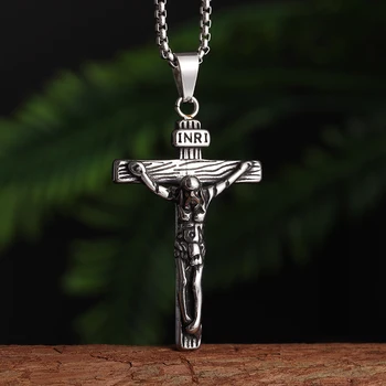 Винтажное католическое ожерелье с крестом Иисуса, мужские и женские украшения из нержавеющей стали, Церковные молитвенные принадлежности