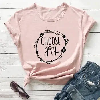 Выберите женскую повседневную футболку из 100% хлопка с принтом Joy Joy - это выбор, который вы можете выбрать независимо от того, через что вы проходите