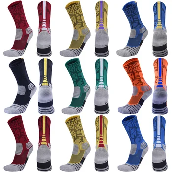 Высококачественные спортивные элитные носки для баскетбола на открытом воздухе, мужские велосипедные носки, компрессионные носки, мужские носки с хлопчатобумажным полотенцем снизу