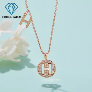 Двойные ювелирные изделия уникальный дизайн, Муассанитовое ожерелье с подвеской для пары, S925, Посеребренное Розовое золото, изысканные ювелирные изделия для девочек, вечеринка