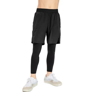 Детские баскетбольные шорты с 4-полосной эластичностью, шорты снаружи, две искусственные детали, пригодные для носки Брюки, баскетбольные колготки, брюки, спортивная одежда