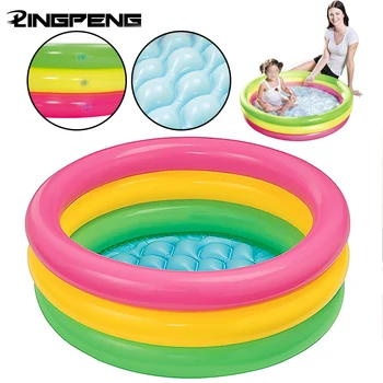 Детский надувной трехцветный круглый бассейн для домашнего использования, бассейн с утолщенным мячом для бочче, уличная трава, пляж, водные развлечения