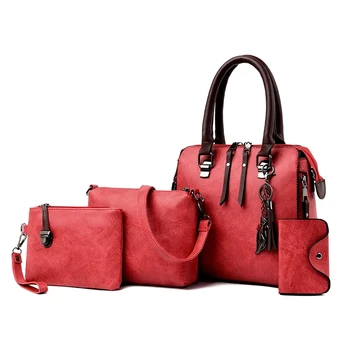 Женские композитные сумки через плечо, 4 шт./компл., роскошные сумки, женские винтажные сумки из искусственной кожи, дизайнерские сумки-мессенджеры с кисточками