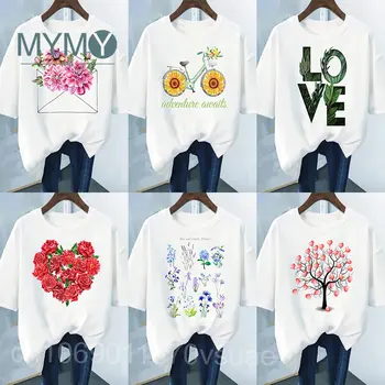 Женские футболки с цветочным принтом, модный растительный тренд, милая футболка с коротким рукавом и рисунком, летняя футболка, женская повседневная одежда