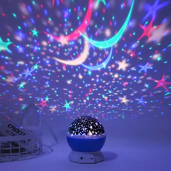 Звездный ночник с питанием от USB / аккумулятора, вращающаяся светодиодная лампа для проектора звездного лунного неба, прикроватный светильник для детской комнаты для декора спальни