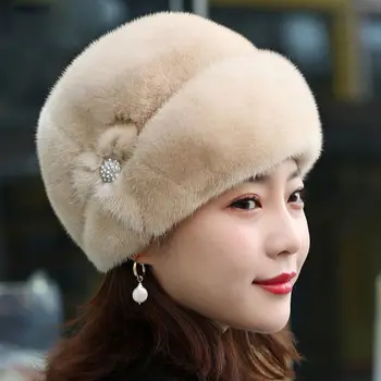 Зимняя шапка с Русским цветочным декором, роскошная утепленная однотонная осенне-зимняя женская кепка среднего возраста для улицы
