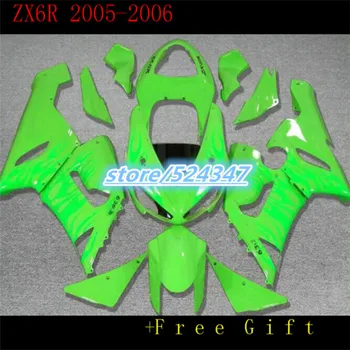 Инжекционный Полный Комплект Обтекателя Для Kawasaki ZX6R 636 Ninja 2005 2006 ZX-6R 05 06 ABS Пластик Кузов Мотоцикла Глянцевый Чистый Зеленый