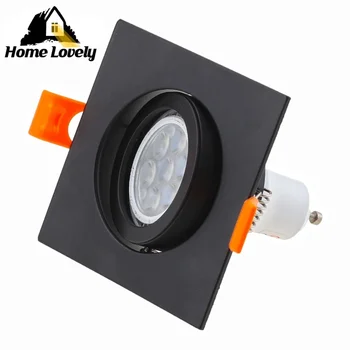 Квадратная светодиодная лампа белого и черного цвета, регулируемая рамка для встраиваемых светодиодных прожекторов GU10 MR16, Вырез для светильников 65 мм