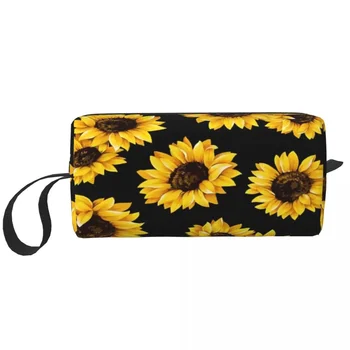 Косметичка Sunflower Женская Kawaii Большой емкости Sun Flowers Цветочная косметичка для хранения косметических принадлежностей