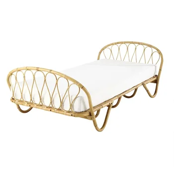 Кровать из скандинавского ротанга, детская кровать 1,2 м, двуспальная кровать из ротанга в знаменитом интернет-отеле, простая кровать в японском стиле из ротанга