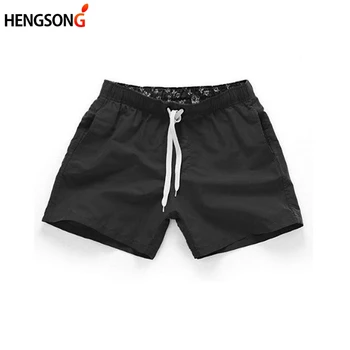 Летние Новые мужские трусы HENGSONG, пляжные короткие брюки со средней талией, прямые шорты для серфинга на шнурке, мужские трусы четырех цветов S-2XL