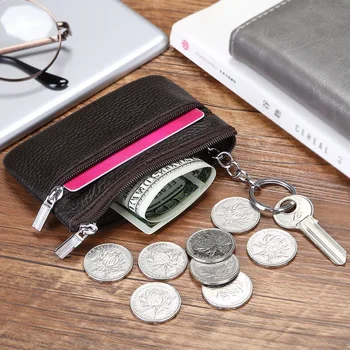 Маленький кошелек из воловьей кожи первого слоя, Корейская версия, сумка для ключей, Автобусная карта, цепочка для монет, женская мини-продуктовая сумка